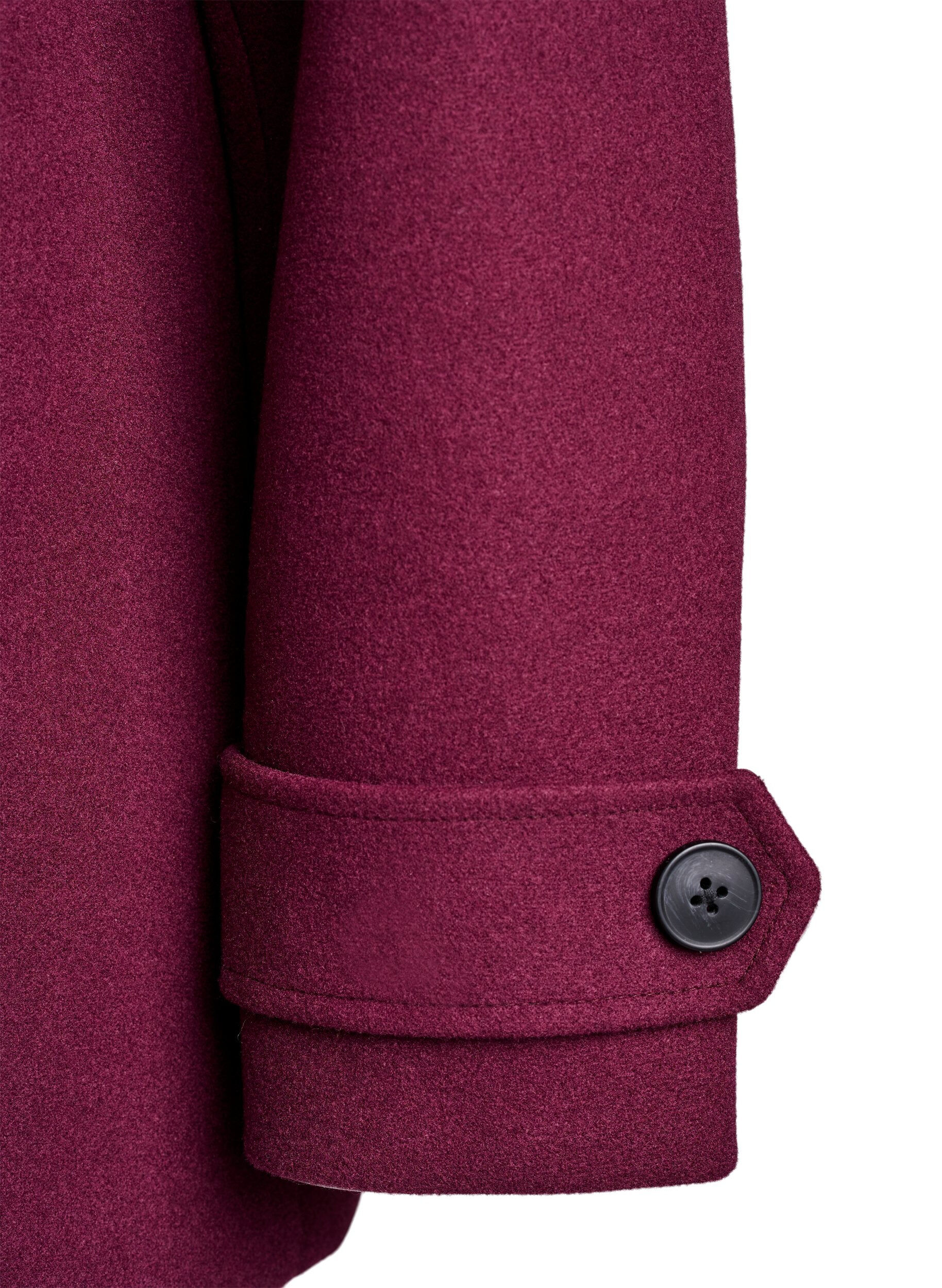 Zizzi Manteau court avec fermeture &agrave; double-boutonnage, Bordeaux fonc&eacute;, Packshot image number 4