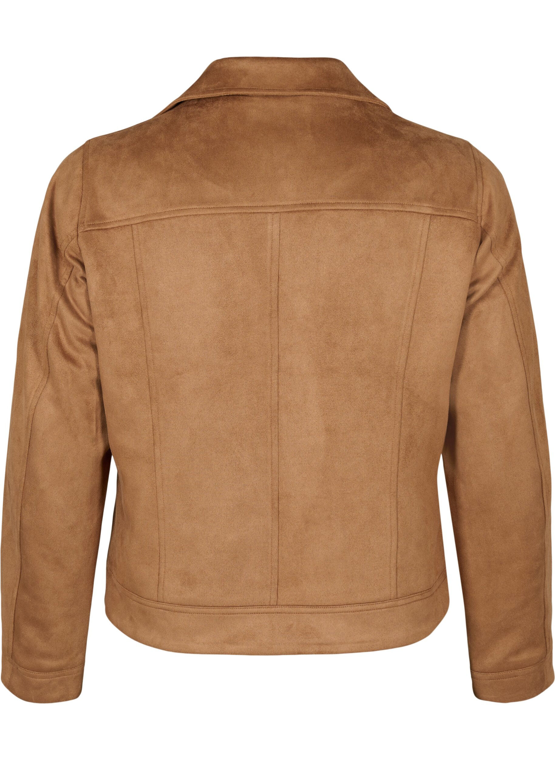 Zizzi Veste de motard en faux daim, Toasted Coconut, Packshot image number 1