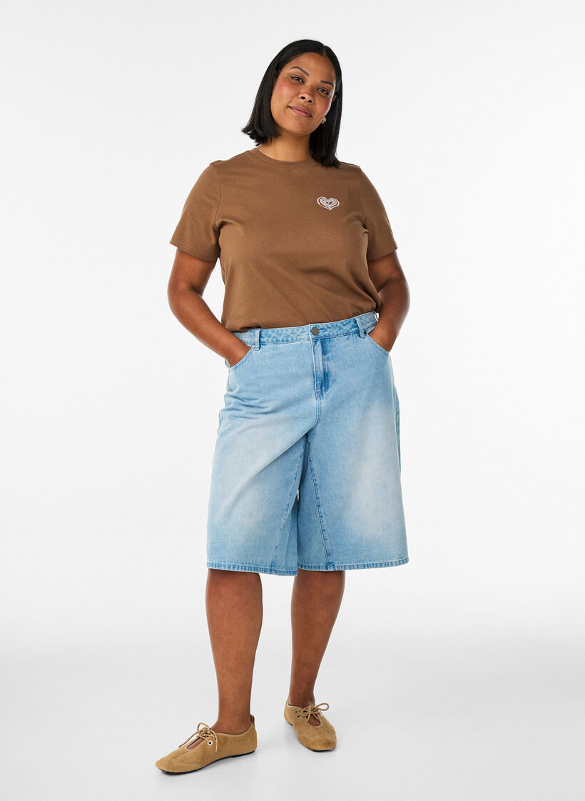 T-shirt en coton avec imprim&eacute;, Marron, Model image number 1