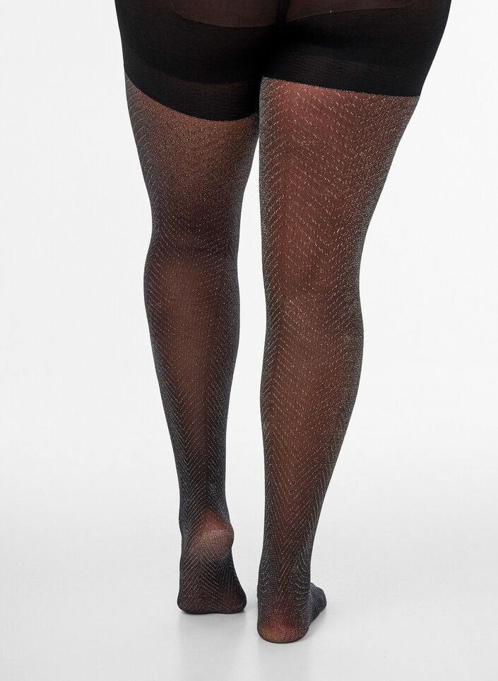 Collant push-up 30 deniers paillet&eacute;, Noir, Packshot image number 1