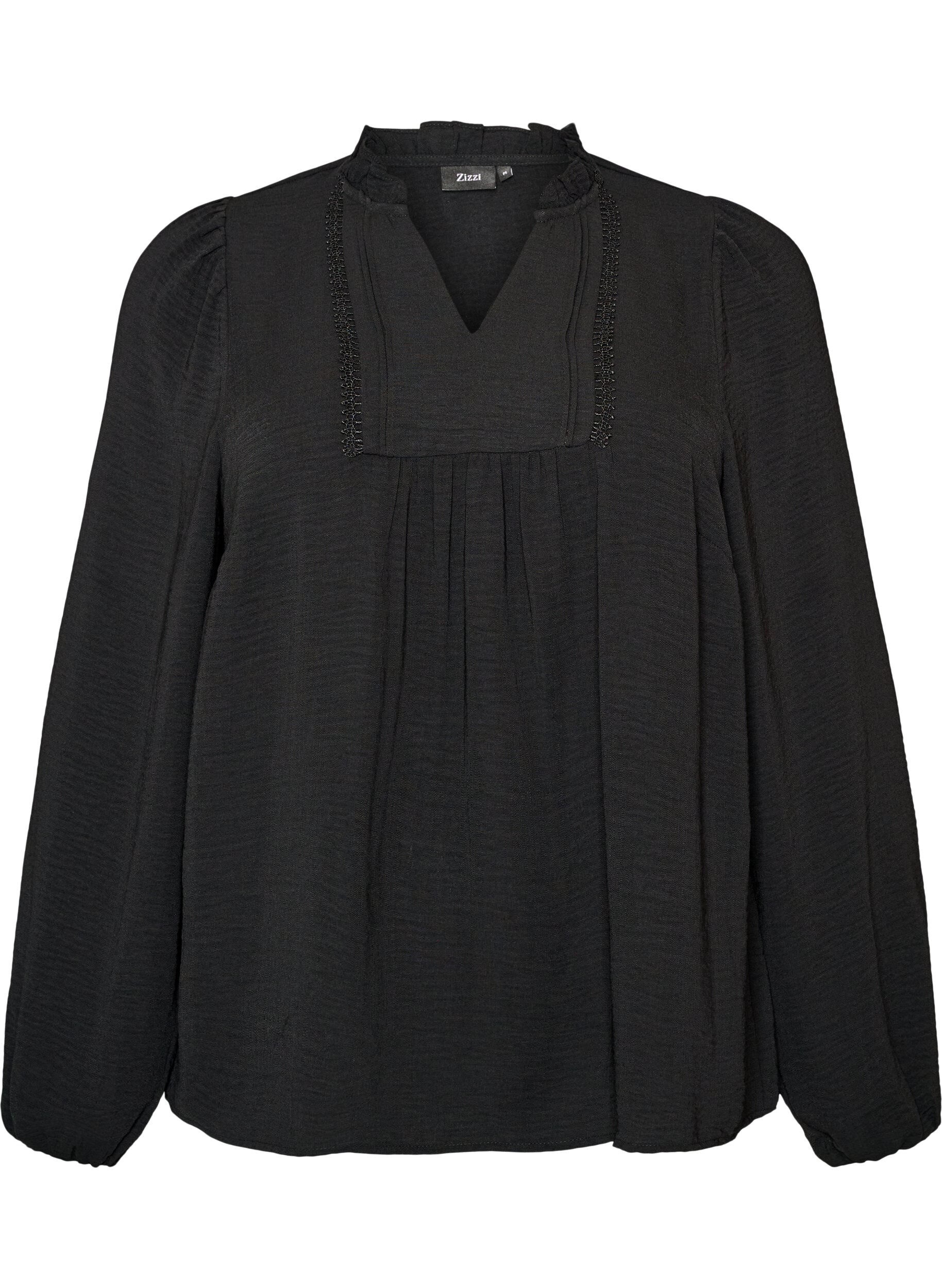 Blouse avec col en V et bande en crochet