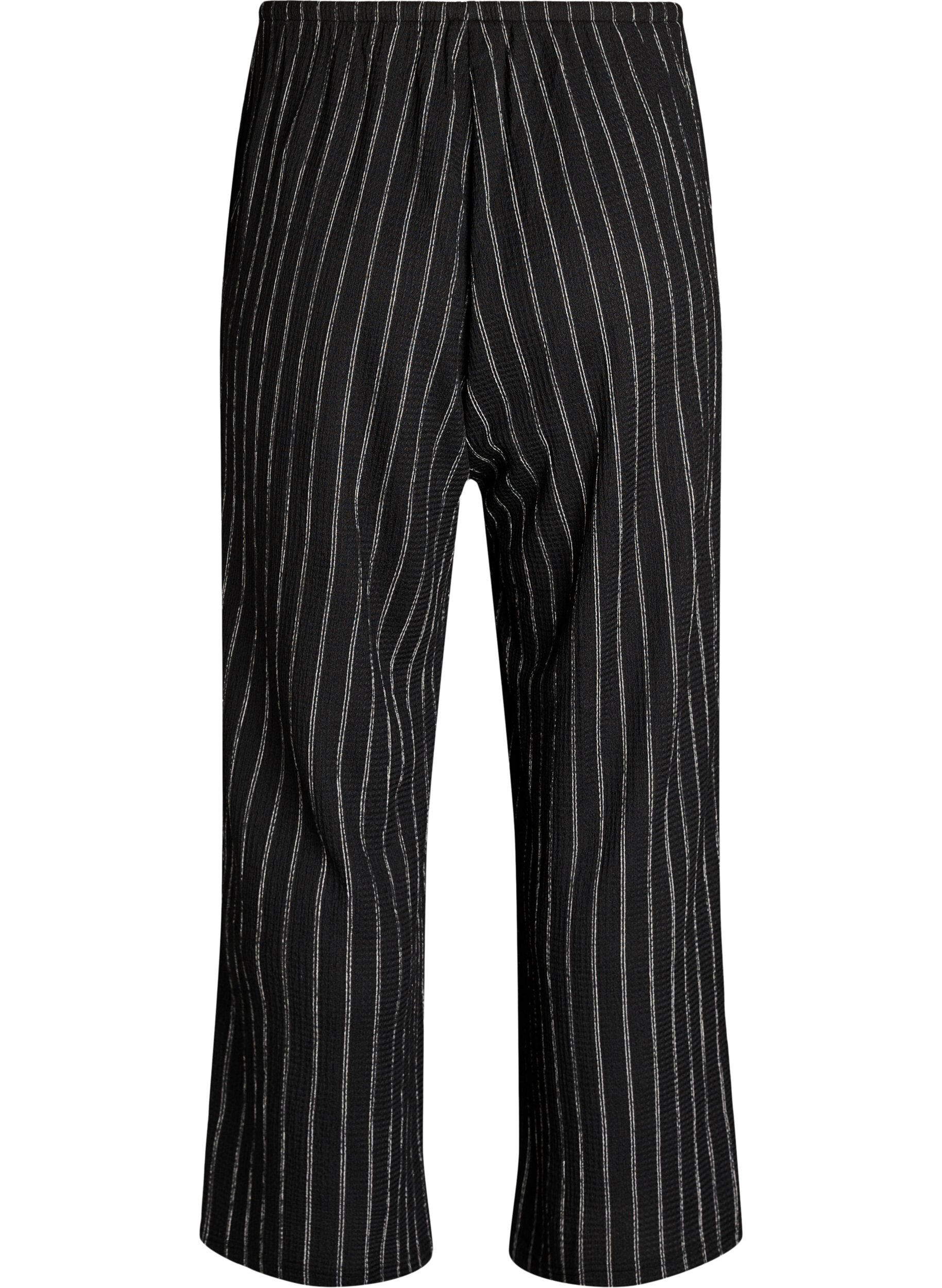 ZizziPantalon large en tissu l&eacute;ger et textur&eacute;, Noir, Packshot image number 1