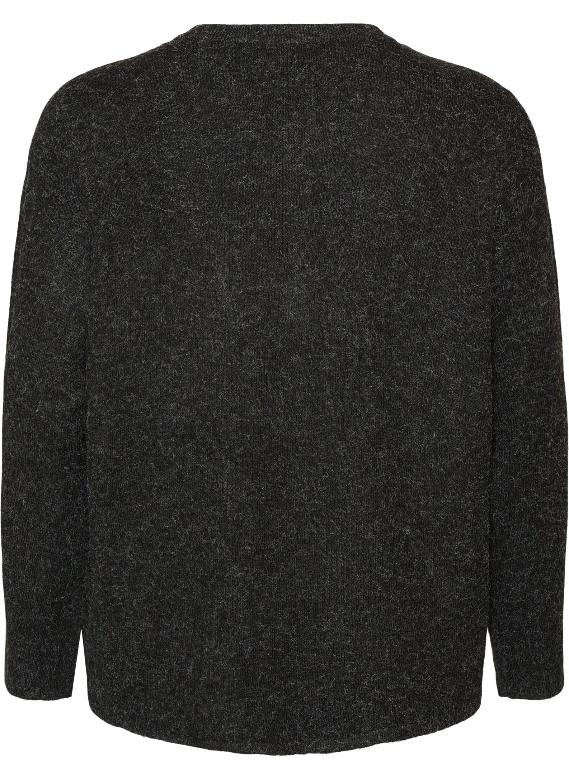 ZizziCardigan en maille &agrave; col rond et fermeture boutonn&eacute;e, Gris anthracite, Packshot image number 1