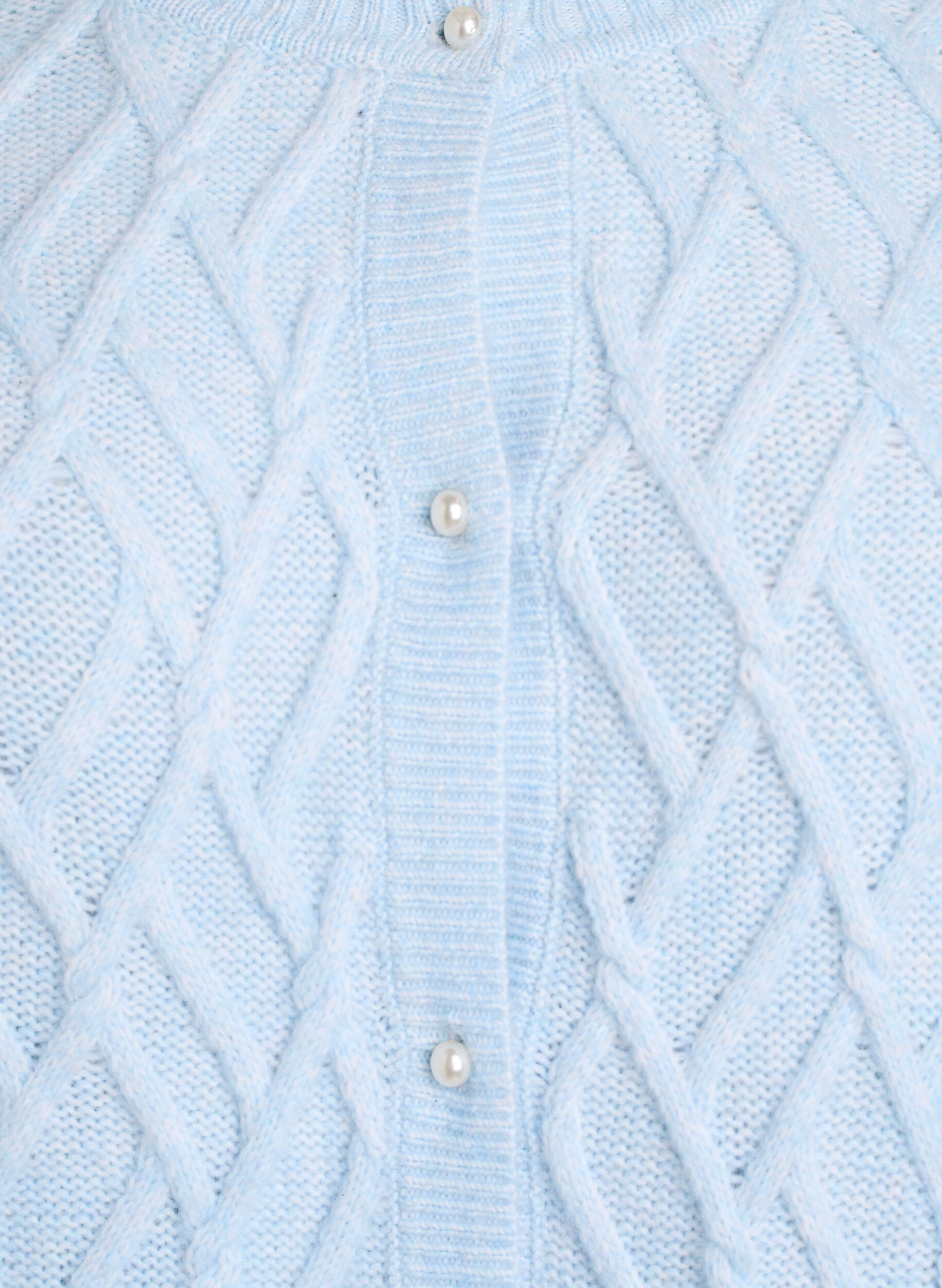 Zizzi Cardigan en maille torsad&eacute;e avec boutons nacr&eacute;s, Bleu Clair, Packshot image number 2