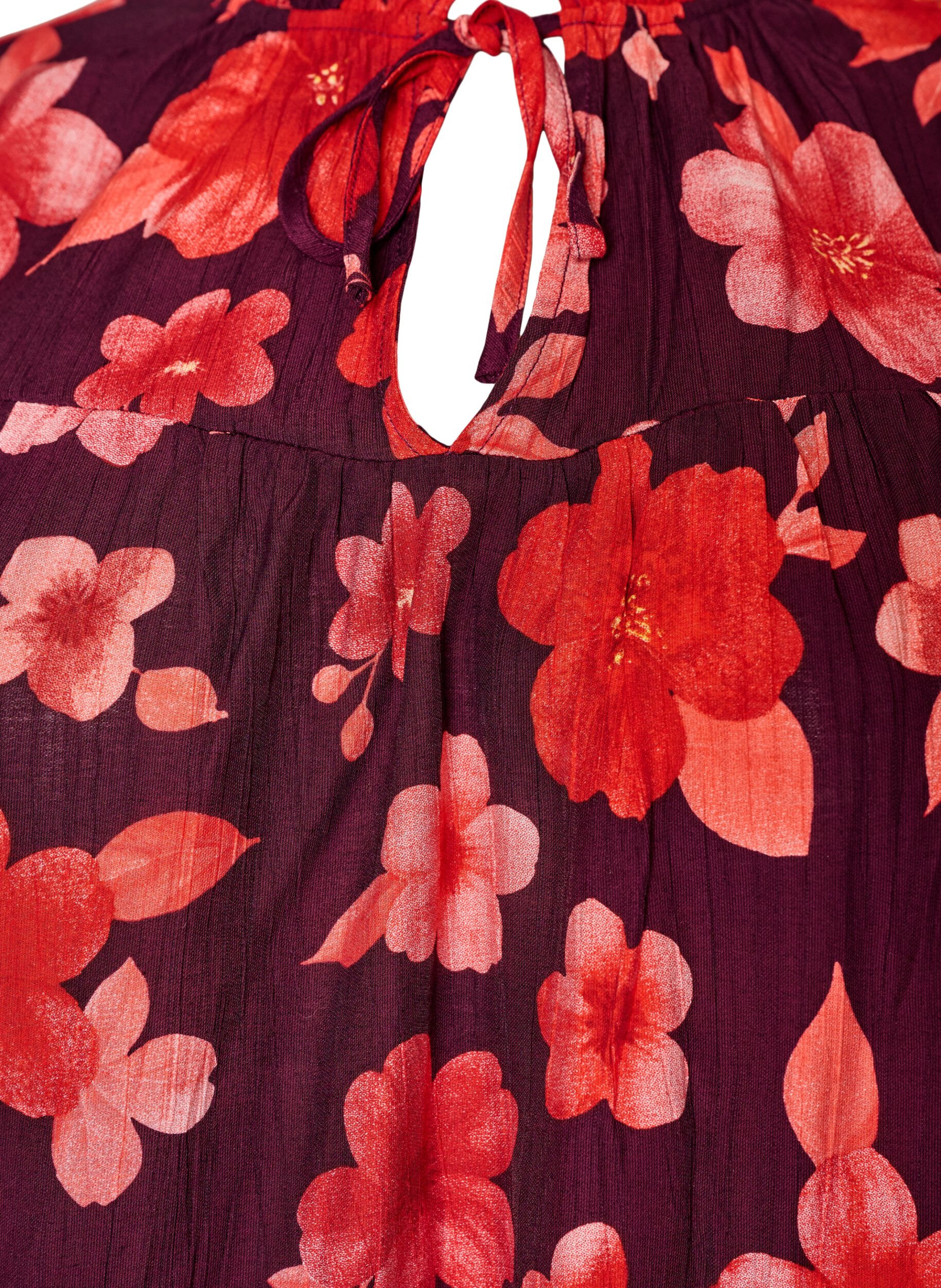 ZizziBlouse florale en viscose avec manches &agrave; volants, Violet, Packshot image number 2