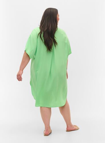 Chemise longue en viscose avec manches 2/4, Summer Green, Model image number 1