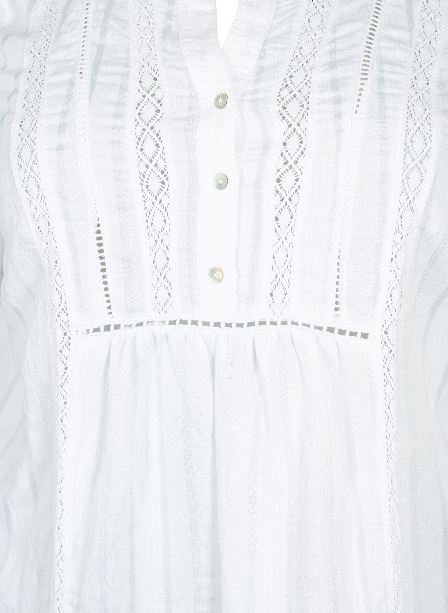 Zizzi Robe en viscose ray&eacute;e avec ruban en dentelle, Bright White, Packshot image number 2