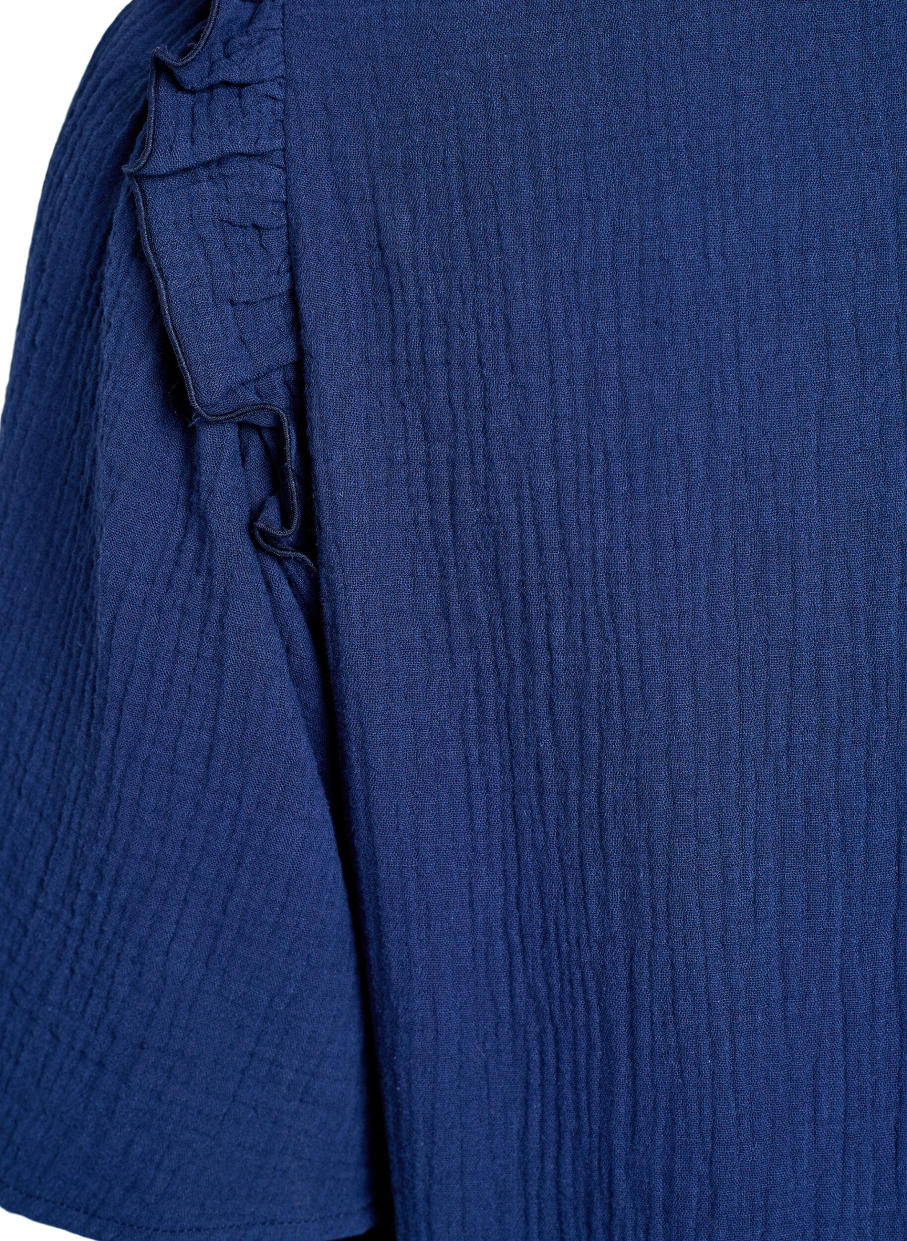 ZizziBlouse en mousseline de coton avec broderie anglaise et manches 1/2, Bleu, Packshot image number 3
