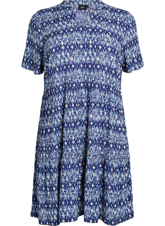 Robe &agrave; motifs avec empi&egrave;cements, Bleu, Packshot image number 0