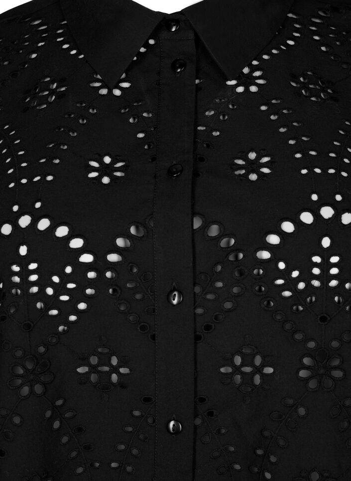 Chemise en coton avec broderie anglaise, Black, Packshot image number 2