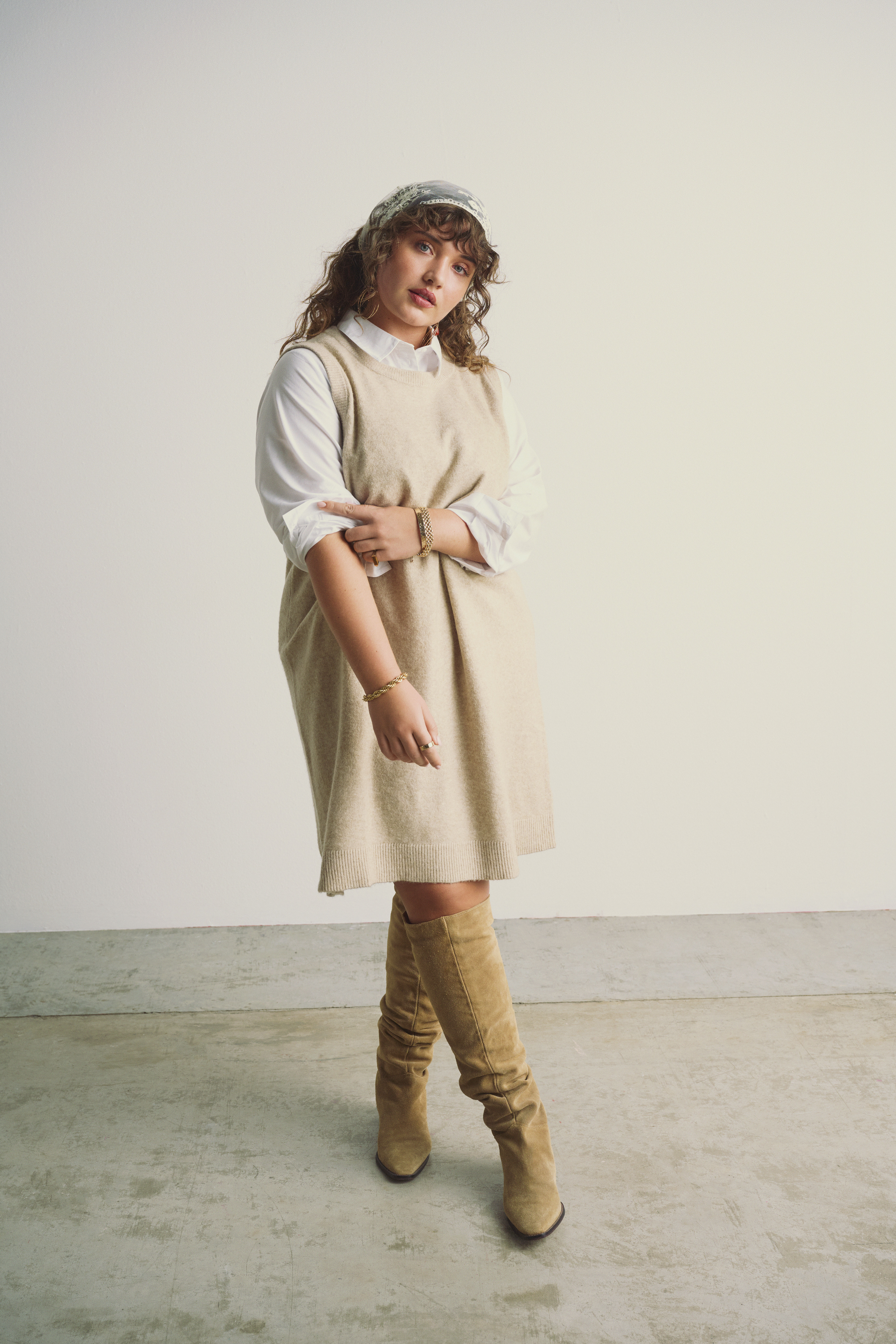 Gilet en maille beige, , Model