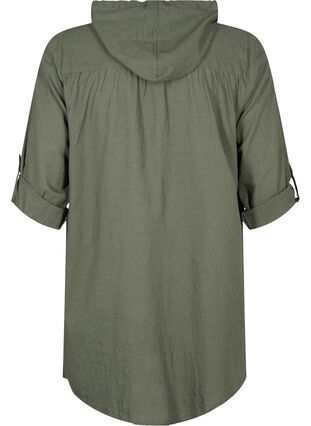 Tunique à capuche en coton et lin, Thyme, Packshot image number 1