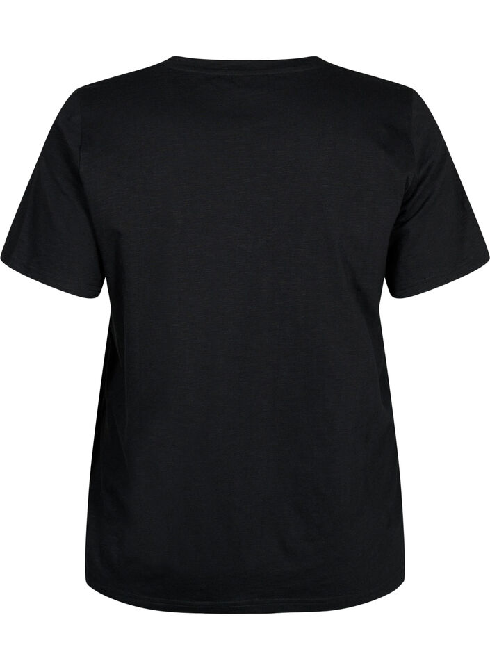 T-shirt basique &agrave; manches courtes et col en V, Noir, Packshot image number 1