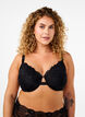 Soutien-gorge couvrant en dentelle avec détail chaîne, Black, Model image number 0