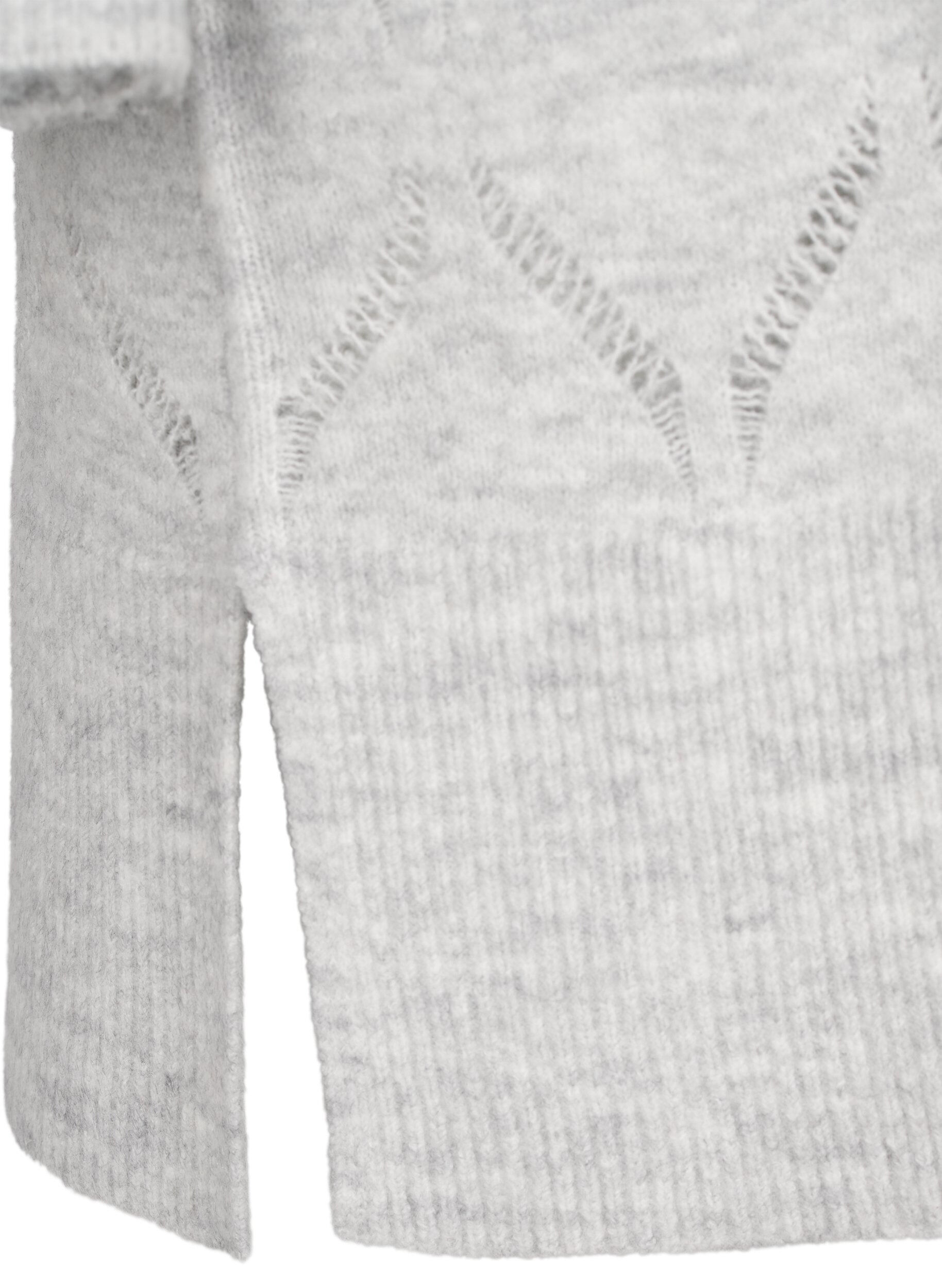 Zizzi Cardigan en maille &agrave; manches longues, Light Grey Melange, Packshot image number 3