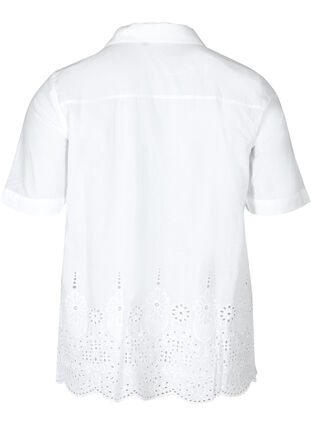 Chemise à manches courtes avec broderie anglaise, Bright White, Packshot image number 1