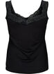 Top en viscose avec bord en dentelle, Noir, Packshot image number 1