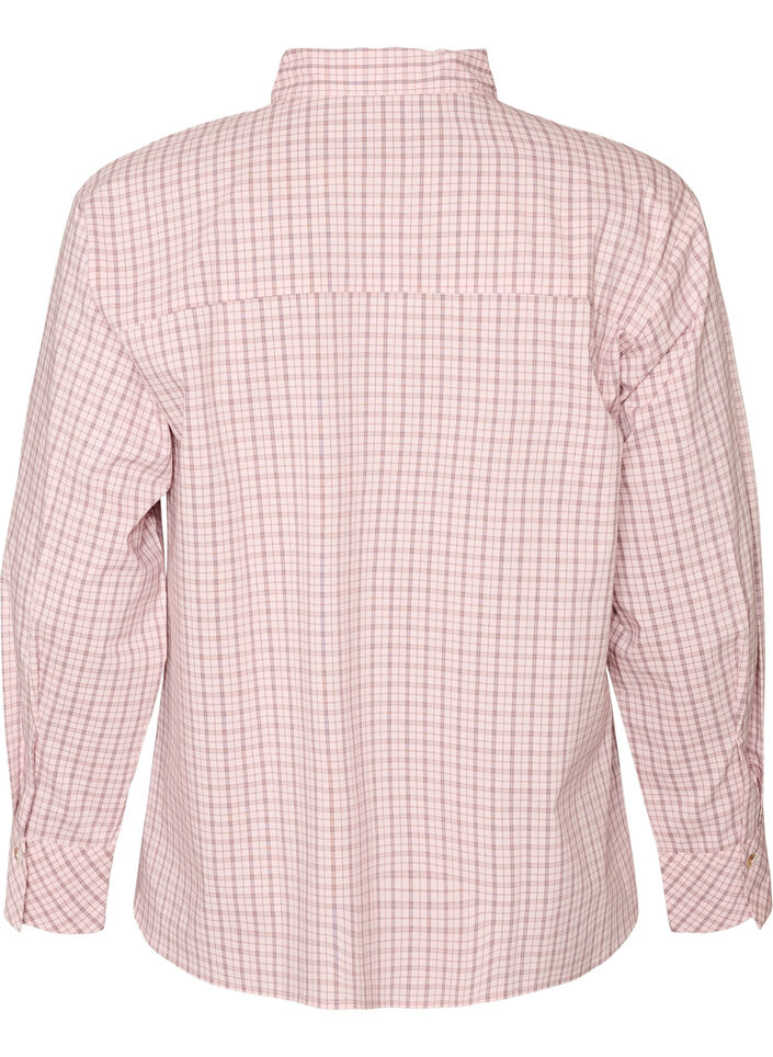 Chemise ample &agrave; carreaux avec ceinture &agrave; nouer, Rose, Packshot image number 1