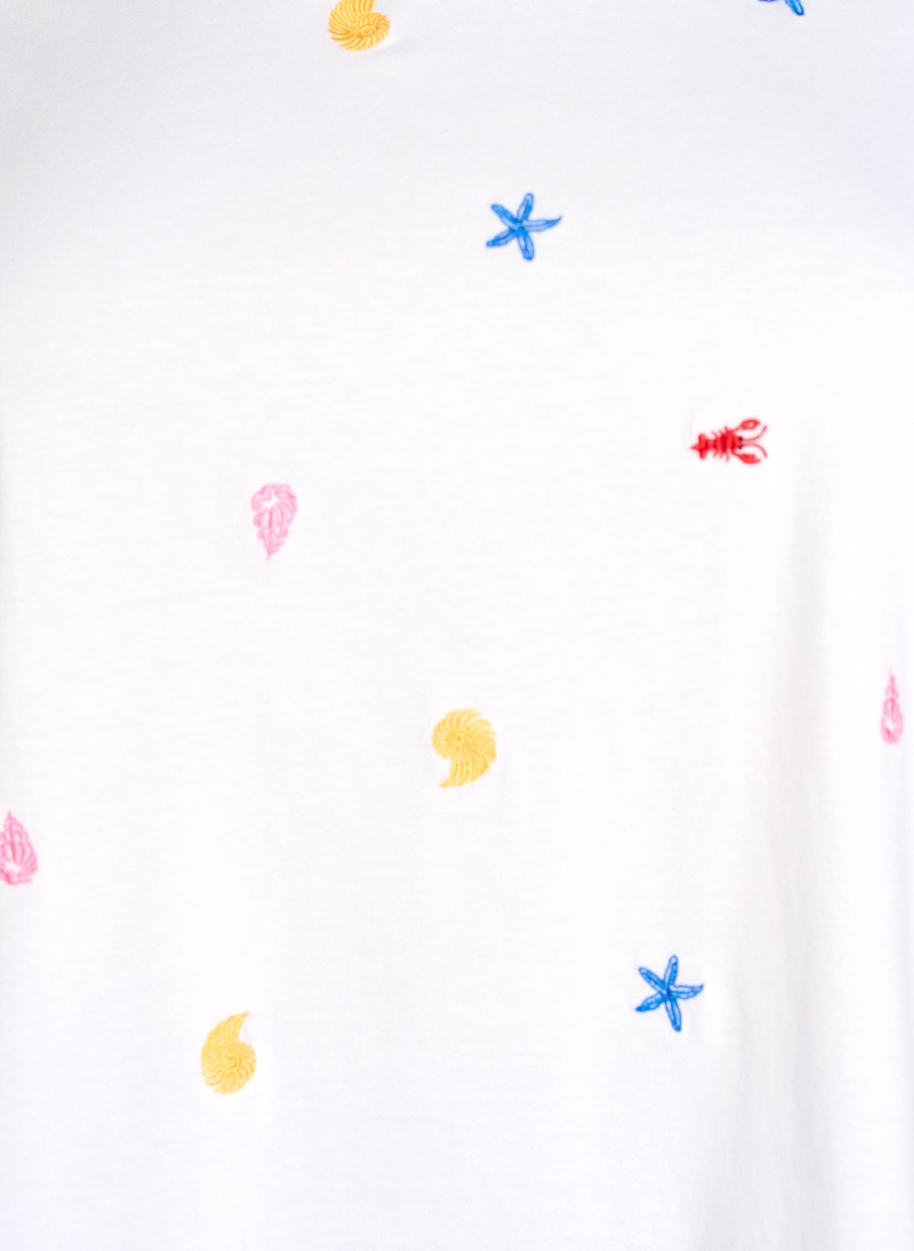 ZizziT-shirt en coton biologique avec motifs brod&eacute;s, Blanc, Packshot image number 2