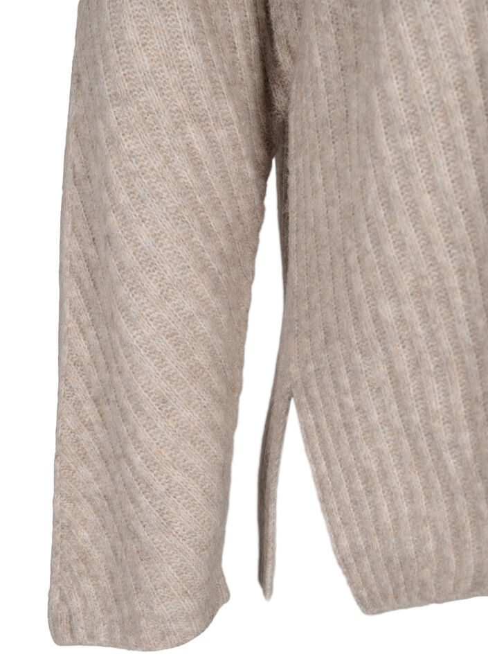 Pull en tricot avec fente, Simply Taupe Mel., Packshot image number 3