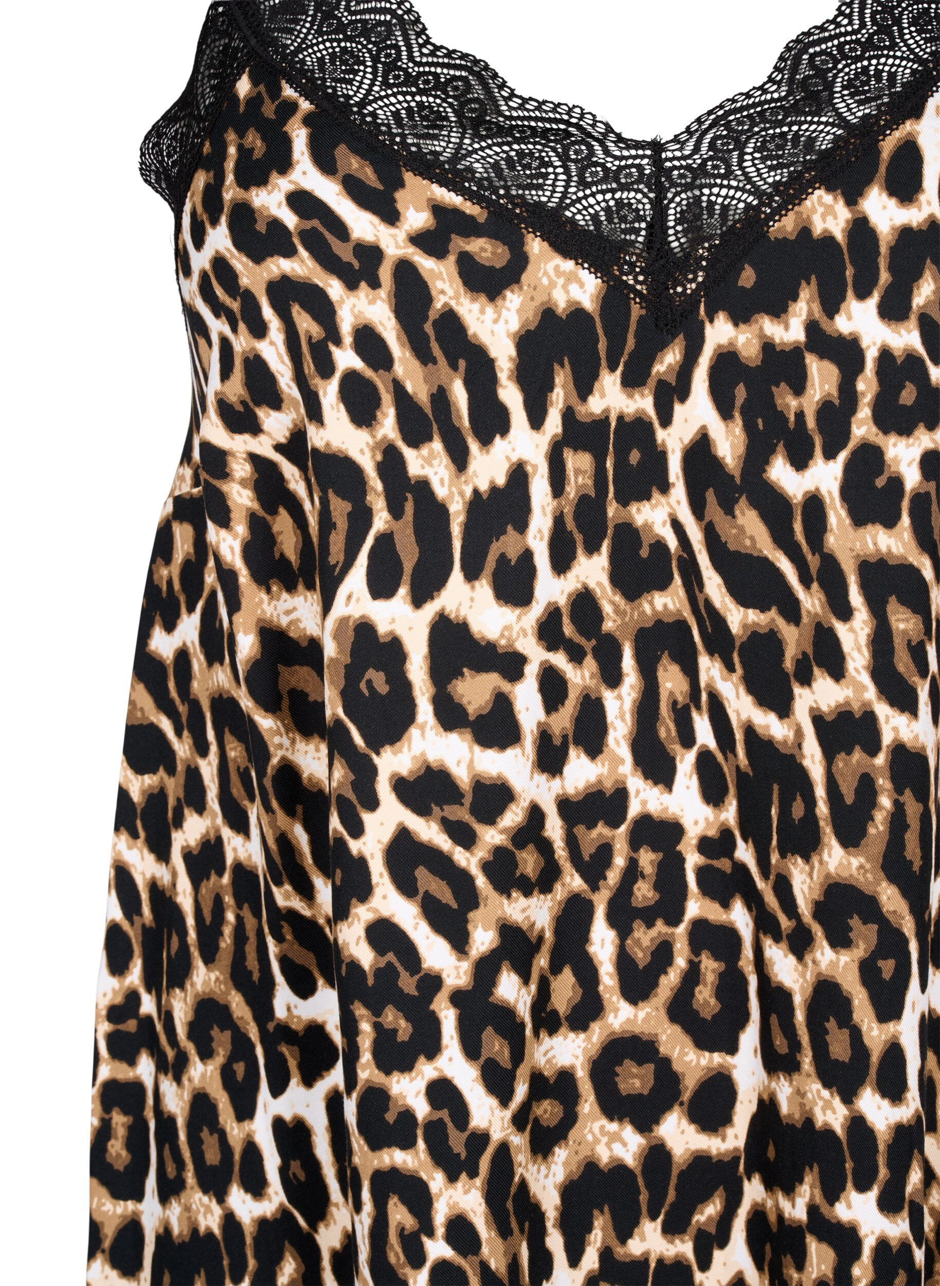 Zizzi Robe &agrave; bretelles en viscose orn&eacute;e de dentelle, Leopard, Packshot image number 2