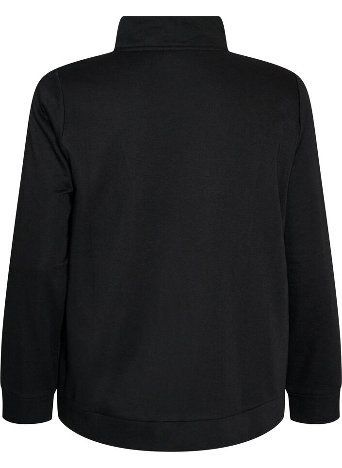 Sweat-shirt avec col montant et fermeture zipp&eacute;e, Noir, Packshot image number 1