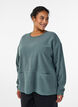 Blouse ample en polaire avec poches, Vert foncé, Model image number 0