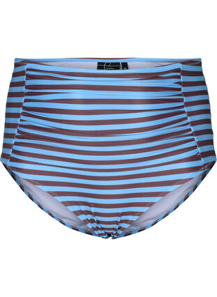 Bas de bikini à taille haute avec des rayures, BlueBrown Stripe AOP, Packshot image number 0