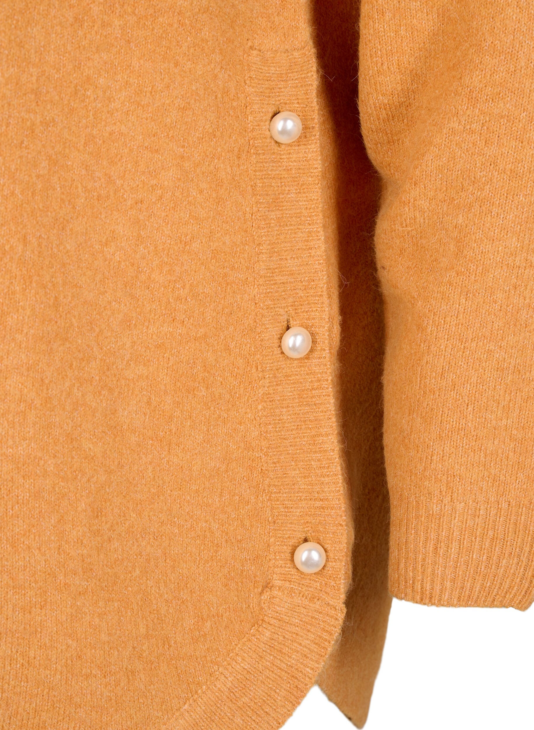 Zizzi Chemisier en tricot avec des d&eacute;tails de perles, Yam White Mel., Packshot image number 3