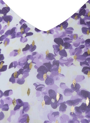 Blouse à fleurs à manches longues et col en V, Beige/Purple Flower, Packshot image number 2