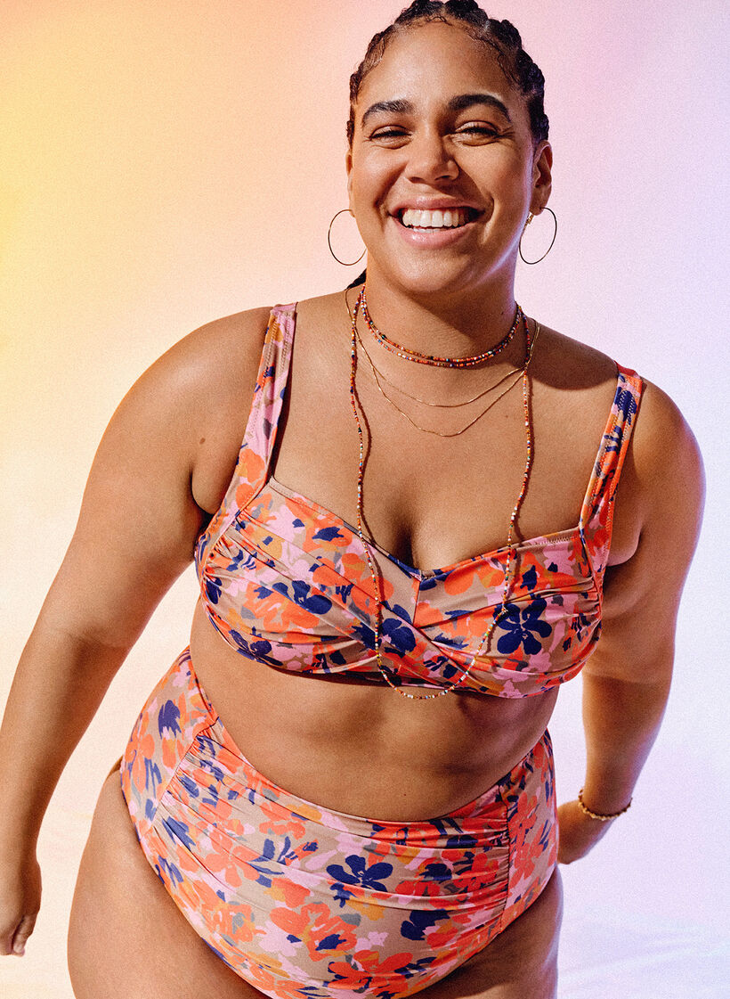 Haut de bikini imprimé, Retro Flower, Image image number 0