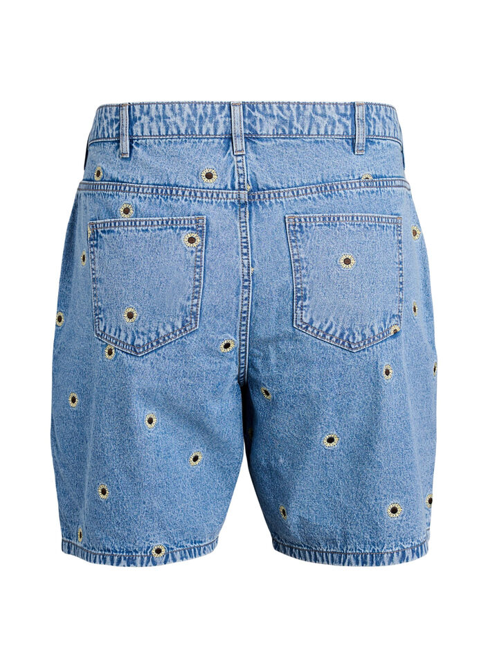 Shorts en jean avec des fleurs brod&eacute;es, Bleu Clair, Packshot image number 1