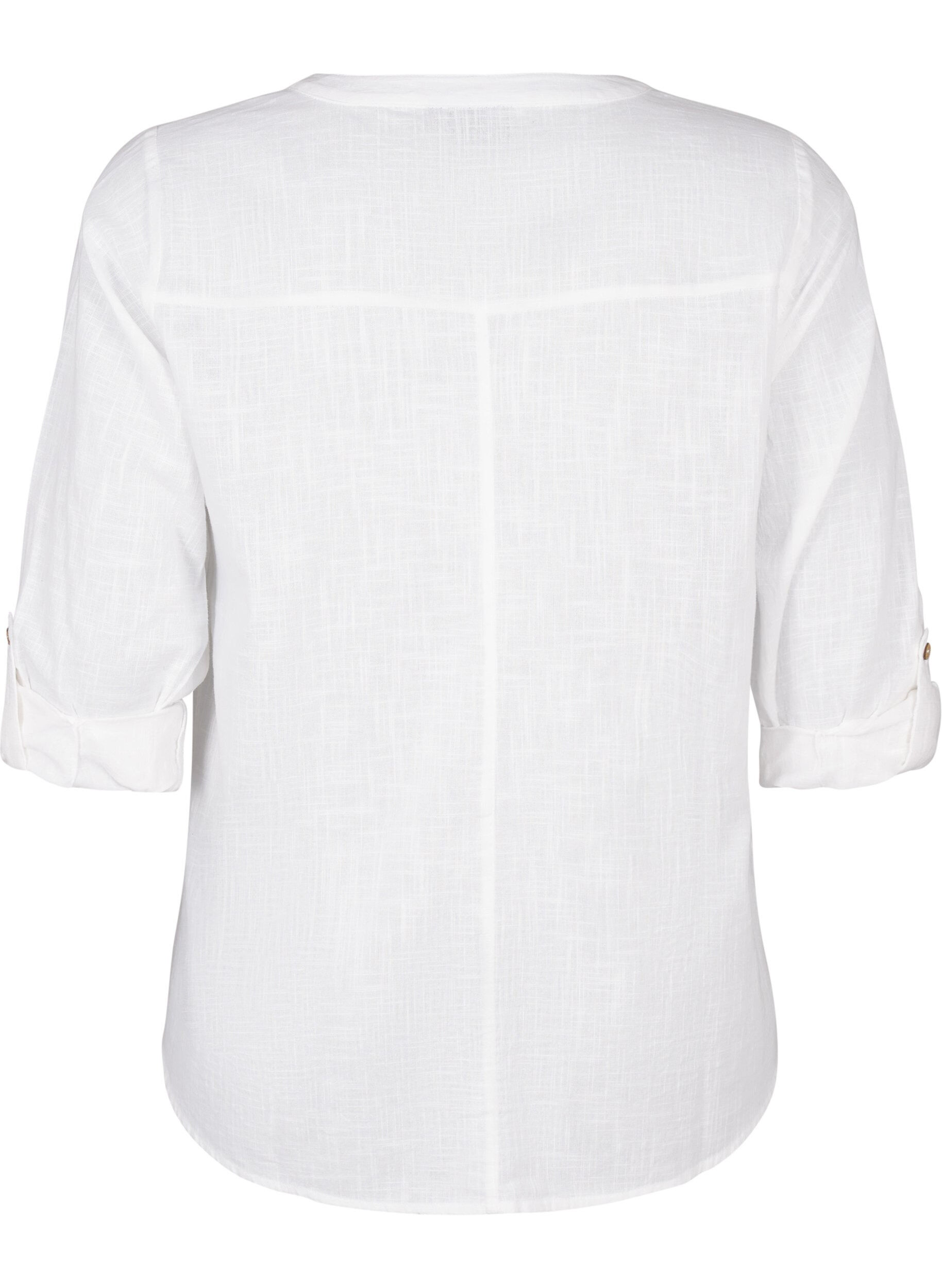 ZizziChemisier en coton avec un col en V, Blanc, Packshot image number 1