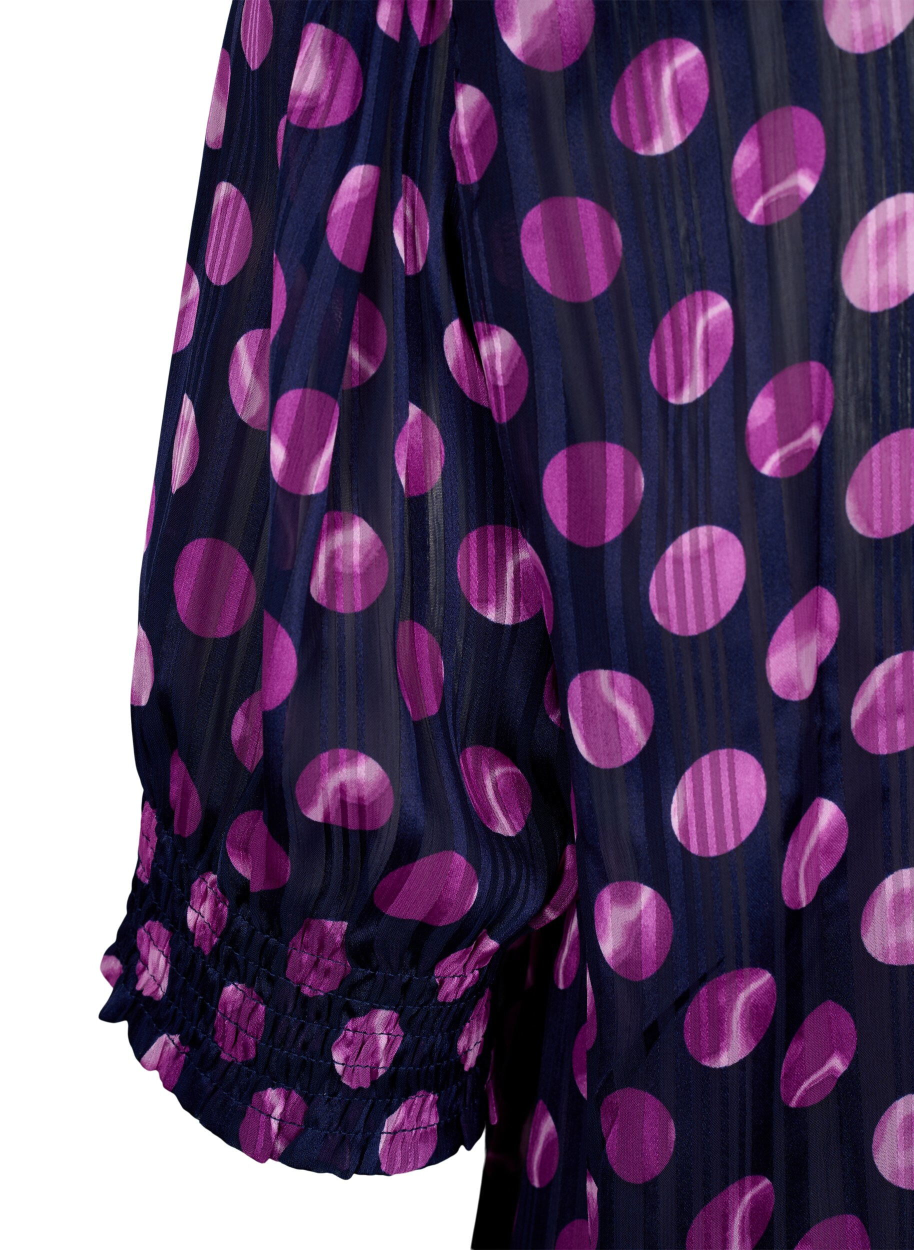 Zizzi Chemisier &agrave; manches courtes &agrave; smock avec imprim&eacute;, Medieval Bl. Dot AOP, Packshot image number 3