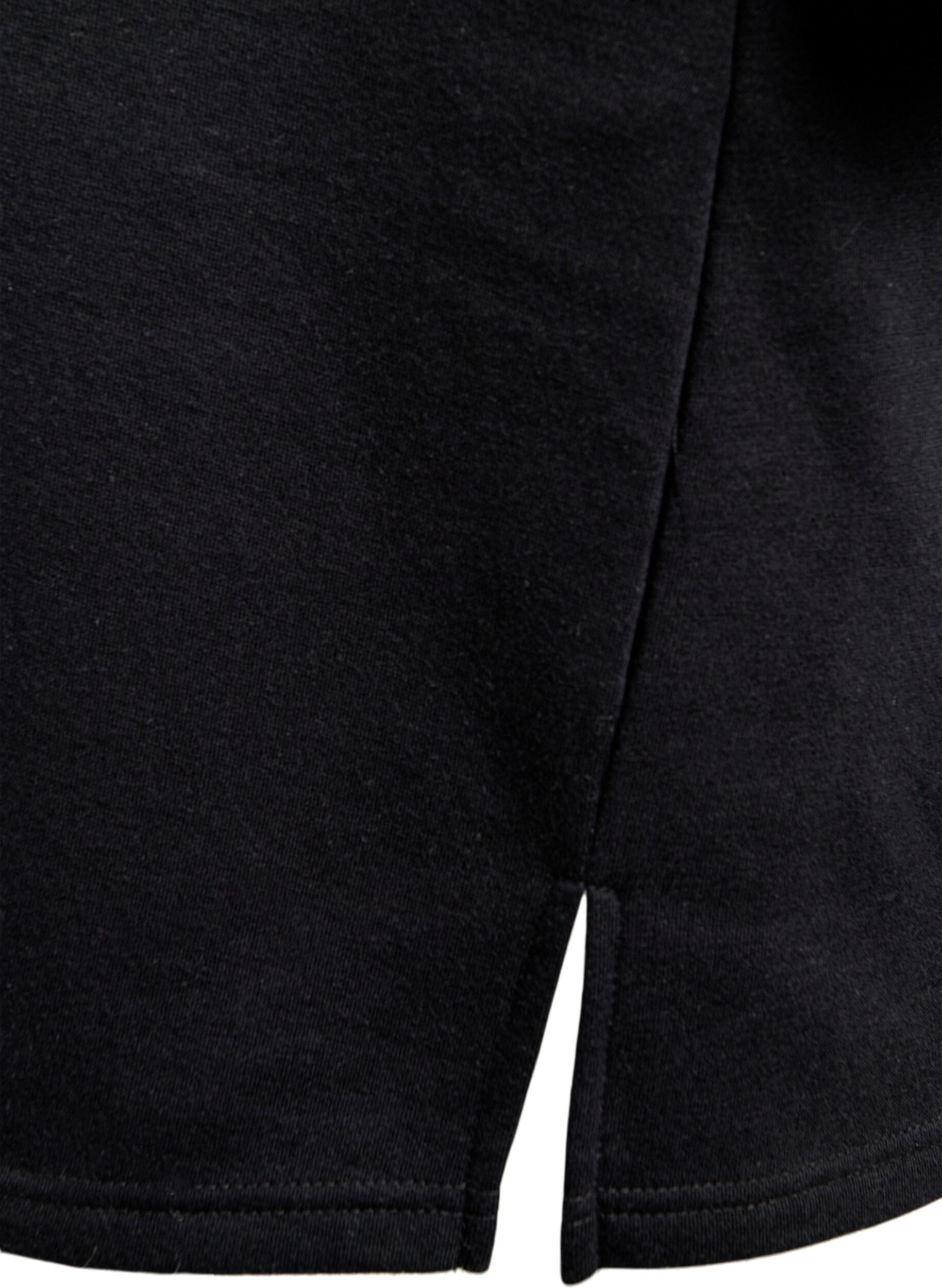 Zizzi Robe sweat mi-longue avec franges, Noir, Packshot image number 3