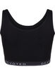 Soutien-gorge en coton &agrave; encolure en V et imprim&eacute; de texte, Noir, Packshot image number 1