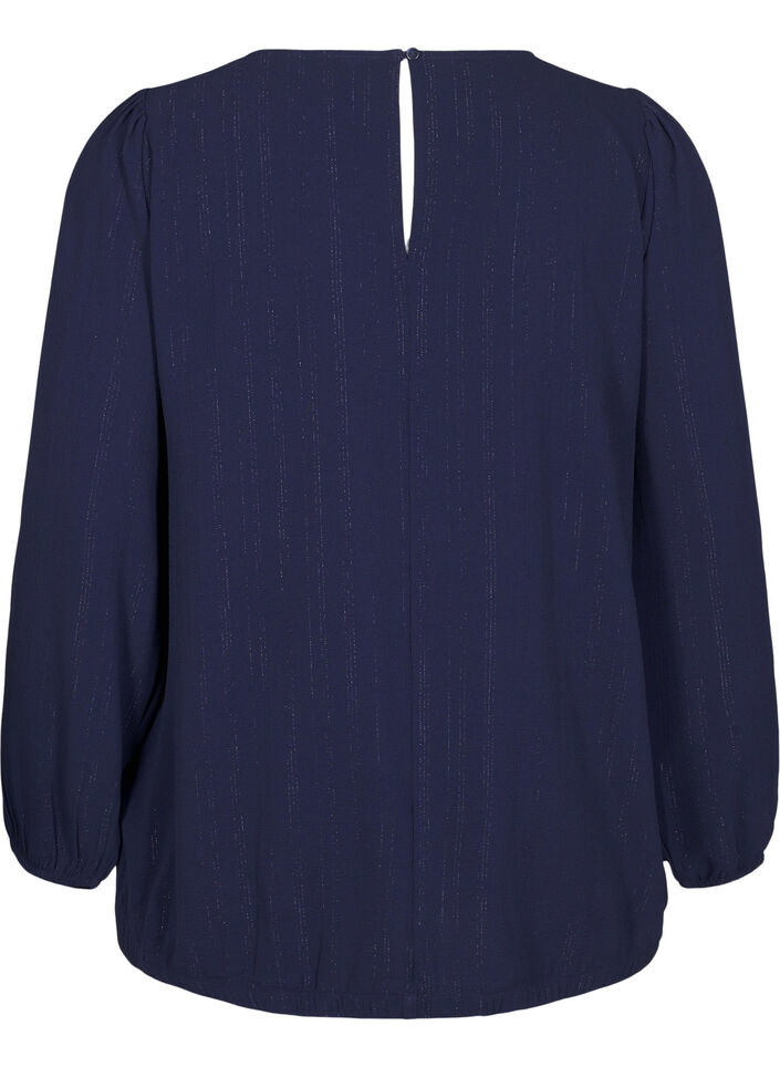 Chemisier avec paillettes argent&eacute;es, Bleu, Packshot image number 1