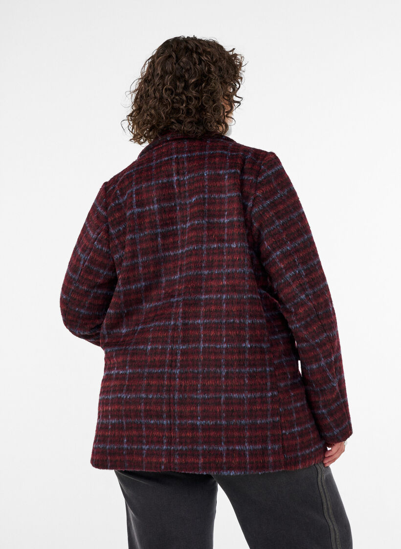 Veste &agrave; carreaux avec poches, Bordeaux, Model