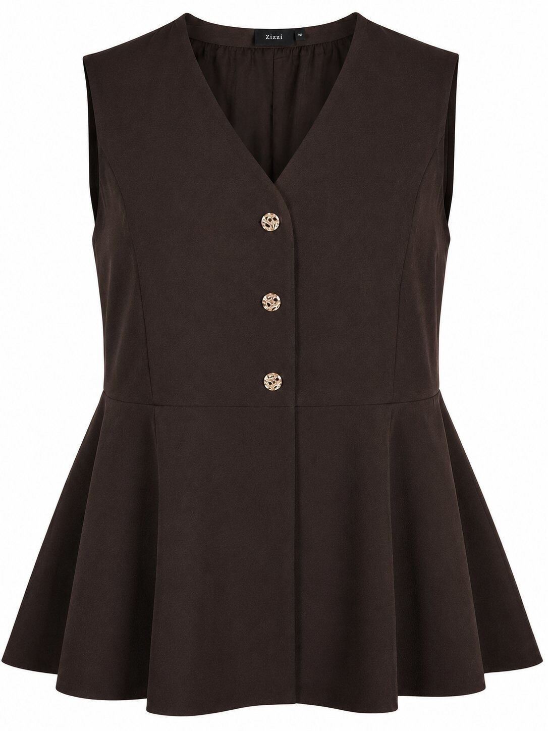 ZizziGilet &agrave; fines rayures avec basque, Marron, Packshot image number 0