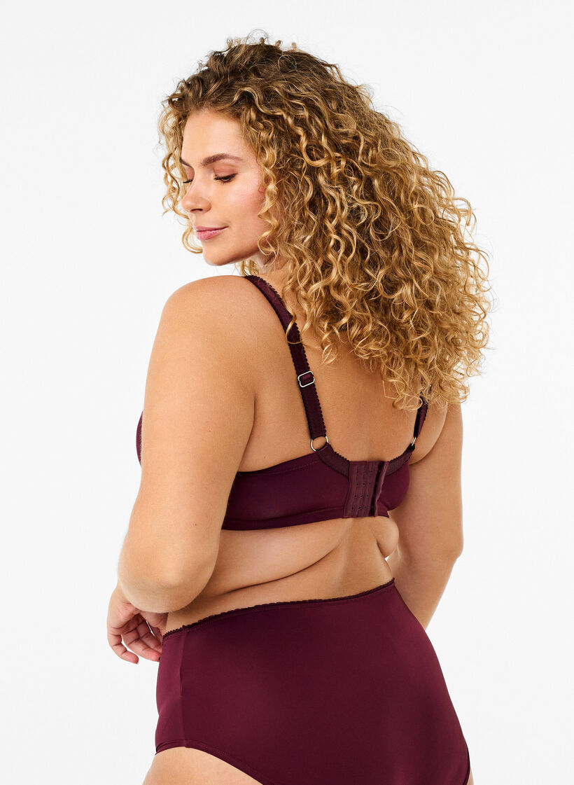 Bras rembourré avec broderie florale, Bordeaux foncé, Model image number 1