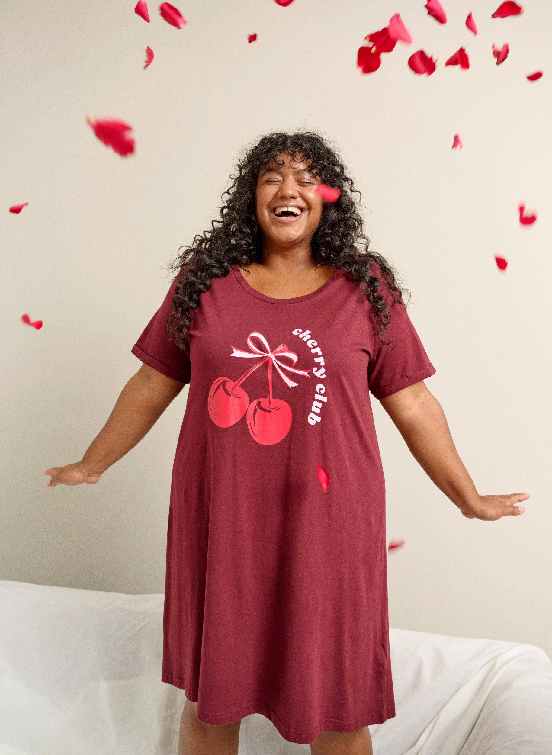 Zizzi Chemise de nuit &agrave; manches courtes en coton biologique, Bordeaux, Image image number 0