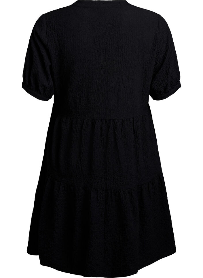 Robe courte coupe &eacute;vas&eacute;e, Noir, Packshot image number 1