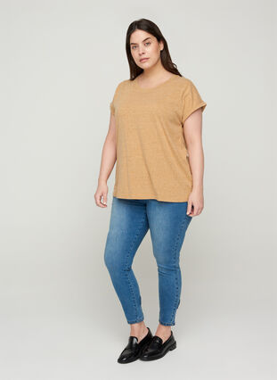 T-shirt chiné en coton, BuckthornBrownMel. , Model image number 2