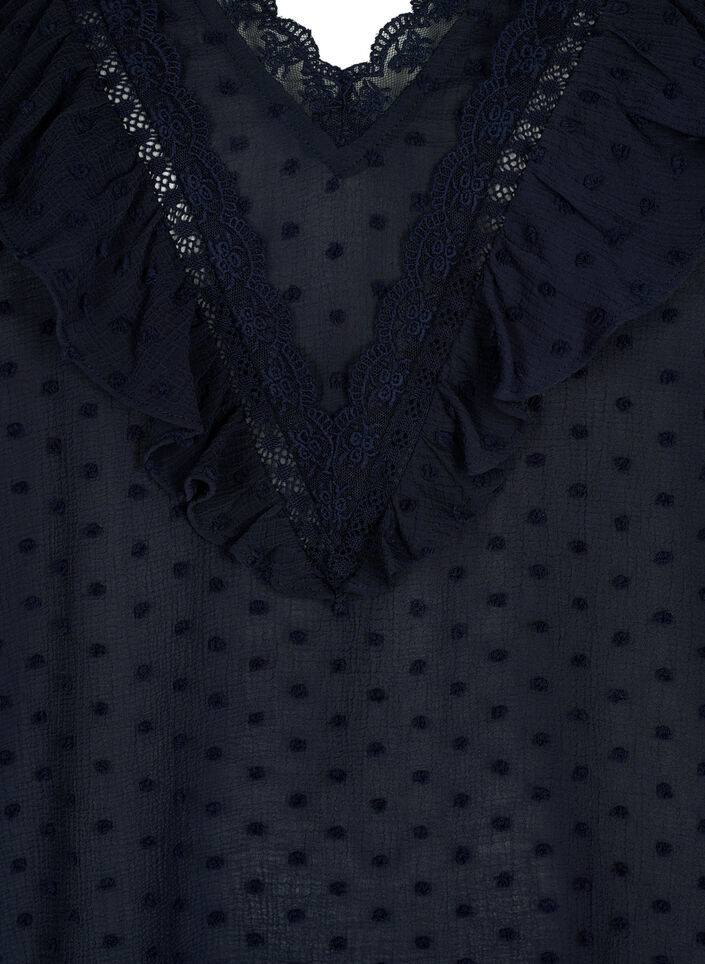 Blouse à manches courtes et structure à pois, Night Sky, Packshot image number 2