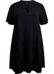 Robe courte &eacute;vas&eacute;e en mousseline de coton, Noir, Packshot image number 0