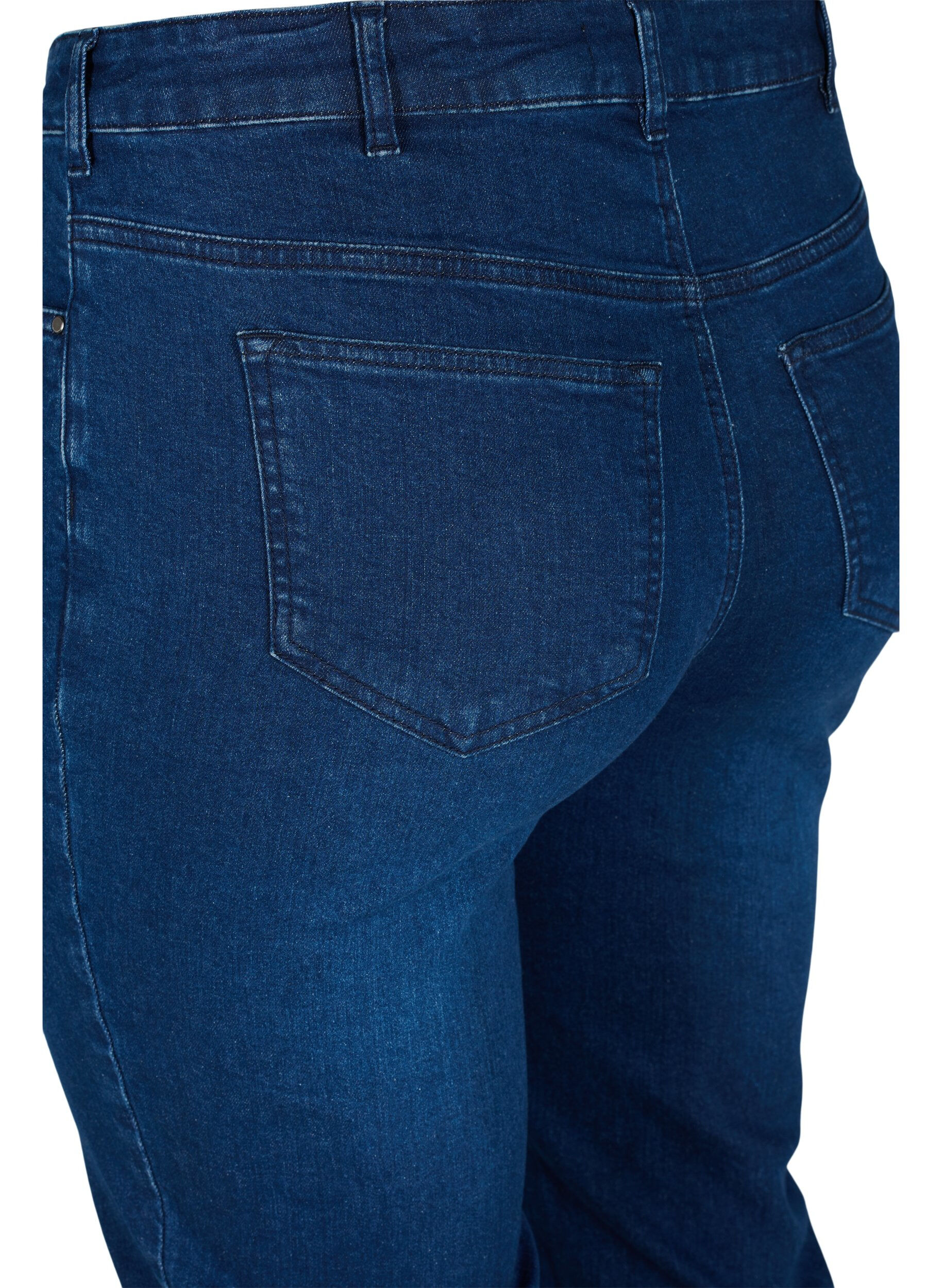 Zizzi Pantalon capri moulant en denim de coton, Dark blue denim, Packshot image number 3