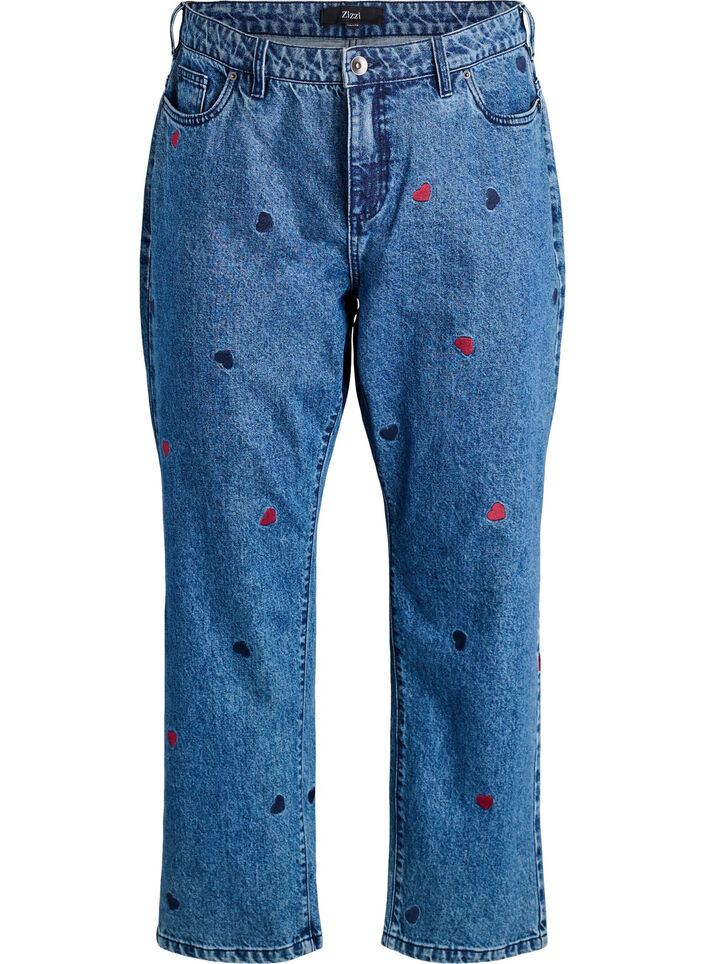 Jean Gemma taille haute avec broderies, DB Hearts, Packshot