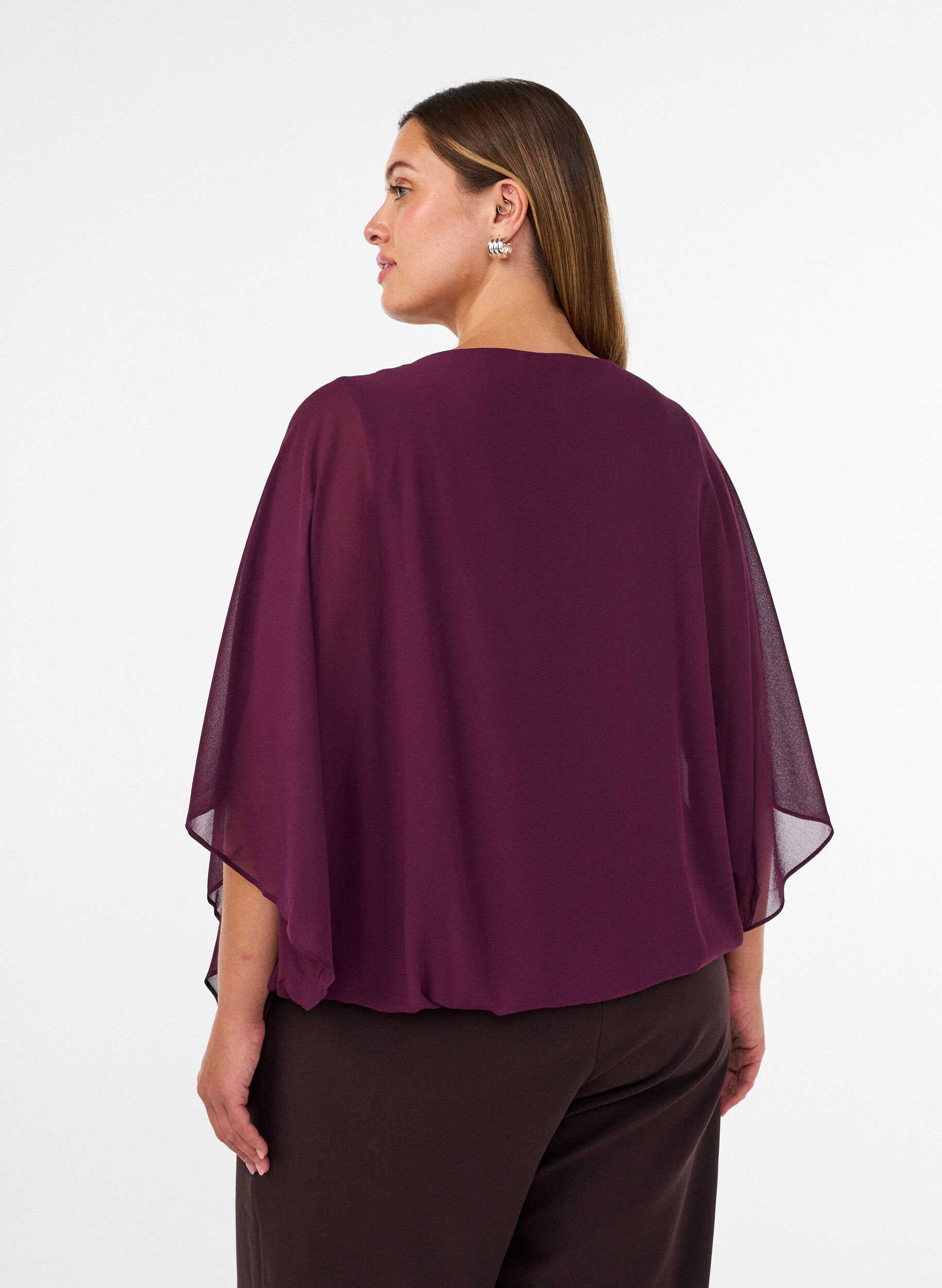 ZizziBlouse en mousseline avec effet ballon, Violet, Model image number 2