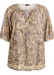 Blouse en viscose avec imprim&eacute; cachemire et lien &agrave; nouer, Jaune, Packshot image number 0