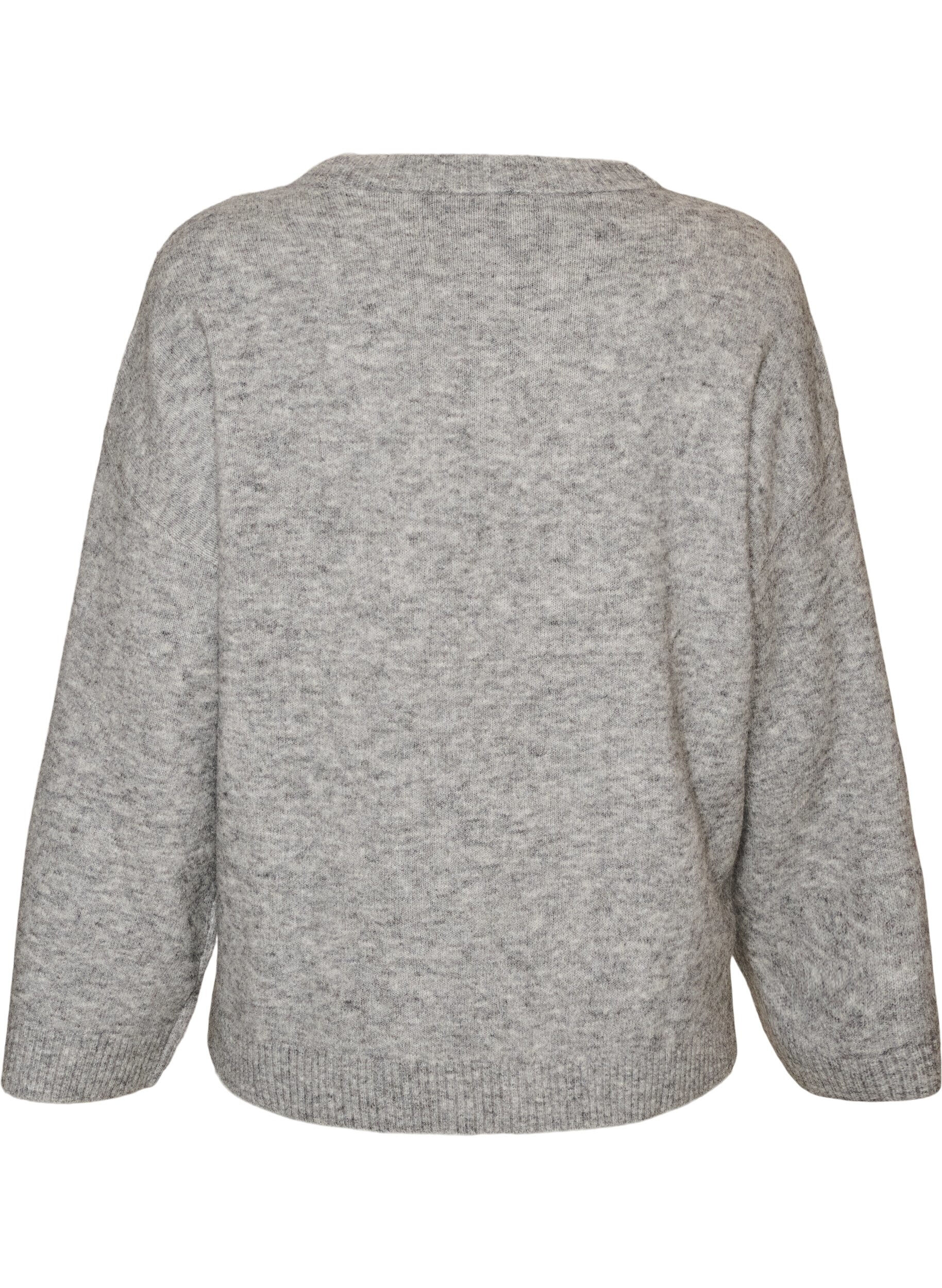 ZizziBlouse ample tricot&eacute;e en alpaga et laine, Gris, Packshot image number 1